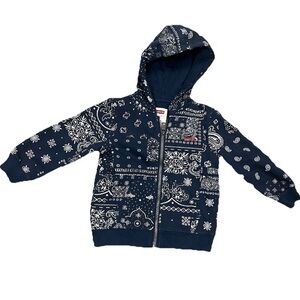 Levi’s Baby Zip Hoodie 18M Navy Blue Bandana Paisley Print